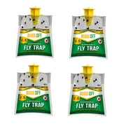 BUGGOFF 4 Pack Outdoor Disposable Hanging Fly Traps with Natural Pre-Bait, Portable