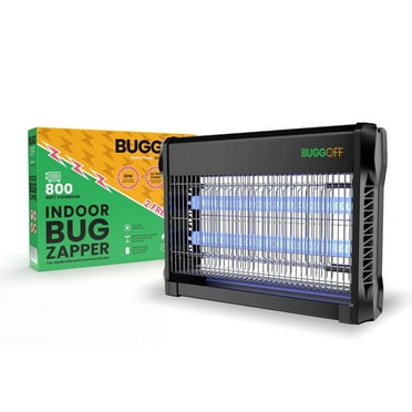 BUGGOFF Black Modern Indoor Electric Bug Zapper, 800 SQFT Coverage, Hanging, Kills Mosquitoes, Gnats & Flys, with 2 Free Replacement Bulb