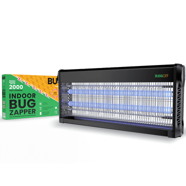 BUGGOFF Indoor Electric Bug Zapper, 2000 SQFT Coverage, 3500 Volts of Stunning Power, 40 Watts, Kills Mosquitos Gnats, Flys & More. 10 Year Warranty, X2 Free Replacement Bulbs