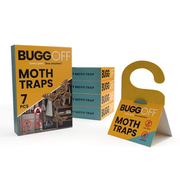 BUGGOFF - Moth Trap 35 Pack, Closet and Laundry Moth Bait and Killer Traps, with Premium Pheromones, and Prevention