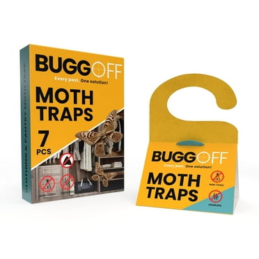 BUGGOFF - Moth Trap 7 Pack, Closet and Laundry Moth Bait and Killer Traps, with Premium Pheromones, and Prevention