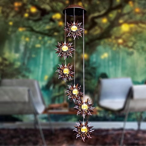 EclatrisLume Solar Wind Chimes for Outside,Warm LED Sun Windchimes Hanging Solar Garden Lights,Garden Decor Gifts for Mothers Day Grandma Neighbors