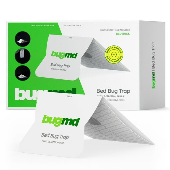 BugMD Bed Bug Trap (1 Pack, 12 Traps) - Interceptors, Bed Bug Prevention, Sticky Glue Traps, Insect Trap Indoor