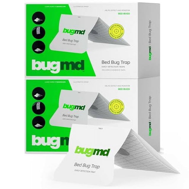 BUGMD Bed Bug Trap (2 Pack, 24 Traps) - Bed Bug Prevention, Glue Traps ...