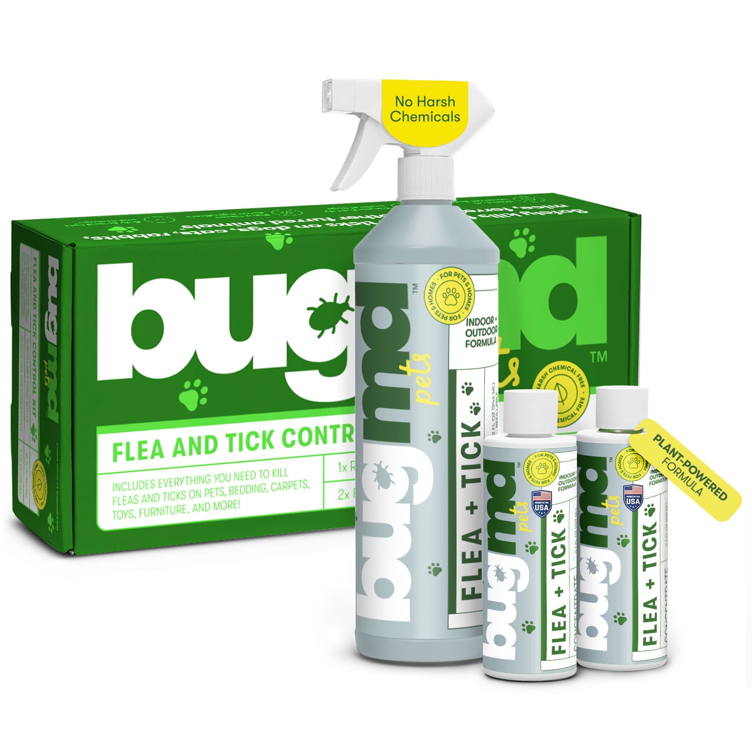 BUGMD Flea and Tick Spray Essential OilPowered Formula, Controls