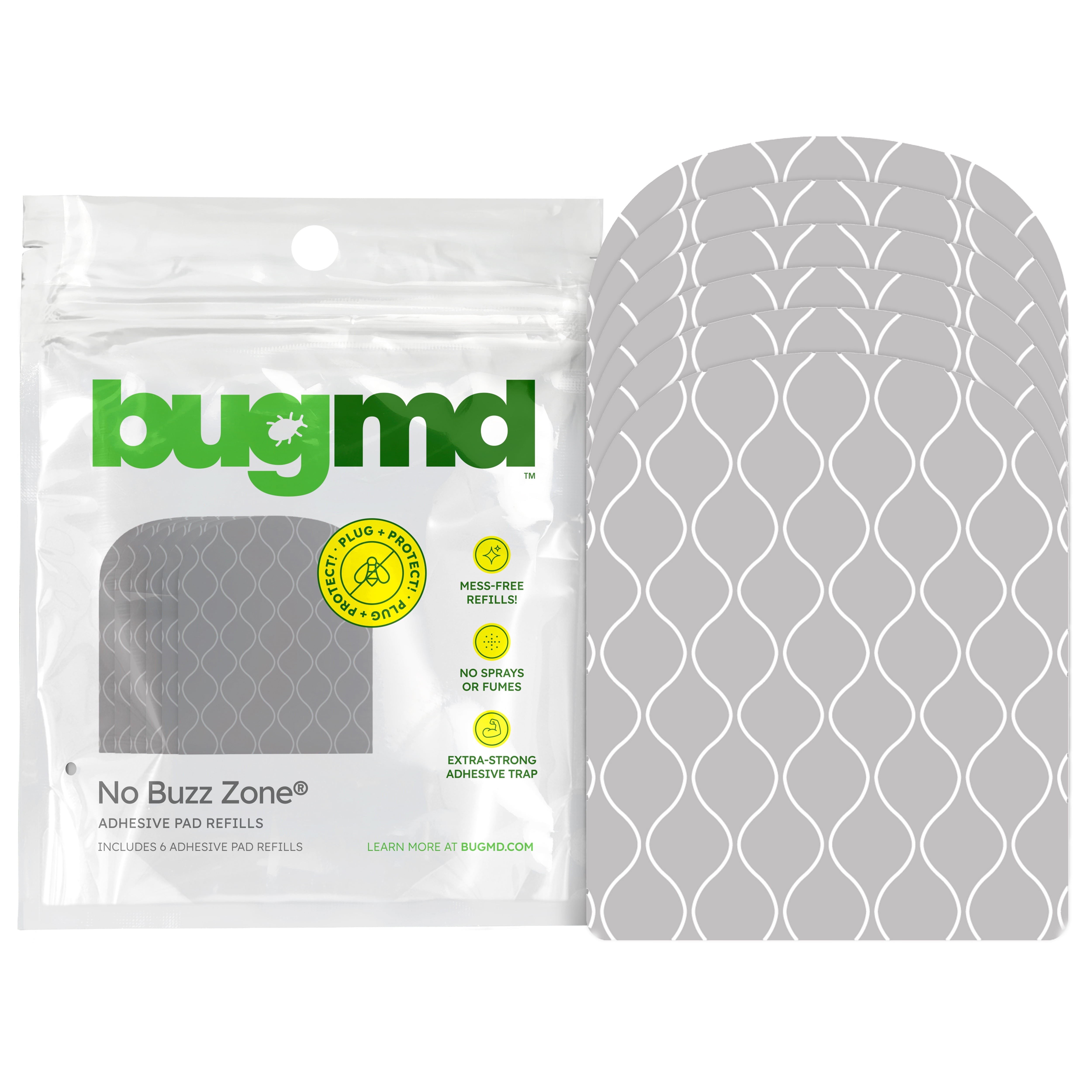 BUGMD No Buzz Zone Refiller Pad (6 Pads) ExtraStrong Adhesive Traps