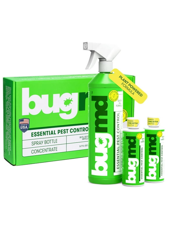 BUGMD Starter Kit - Essential Oil Pest Concentrate (2 Pack), Plant-Powered Bug Spray Quick Kills Flies, Ants, Fleas, Ticks, Roaches, Mosquitoes and More