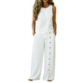 thumbnail image 1 of BUIGTTKLOP 2 Piece Outfits for Women Summer Suits Matching Set Sleeveless Tops Wide Leg Pants with Button Beach Vacation Clothes, 1 of 6