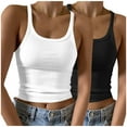 thumbnail image 1 of BUIGTTKLOP 2PC Plus Size Ribbed Knit Tank Tops for Women Spaghetti Strap Camisoles Sleeveless Shirts Scoop Neck Fitted Basic Tees, 1 of 6