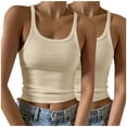 thumbnail image 1 of BUIGTTKLOP 2PC Plus Size Ribbed Knit Tank Tops for Women Spaghetti Strap Camisoles Sleeveless Shirts Scoop Neck Fitted Basic Tees, 1 of 6