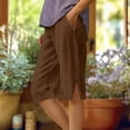 thumbnail image 1 of BUIGTTKLOP Bermuda Shorts for Women Eyelet Knee Length Elastic Waisted Summer Casual Side Split Beach Shorts with Pockets, 1 of 6