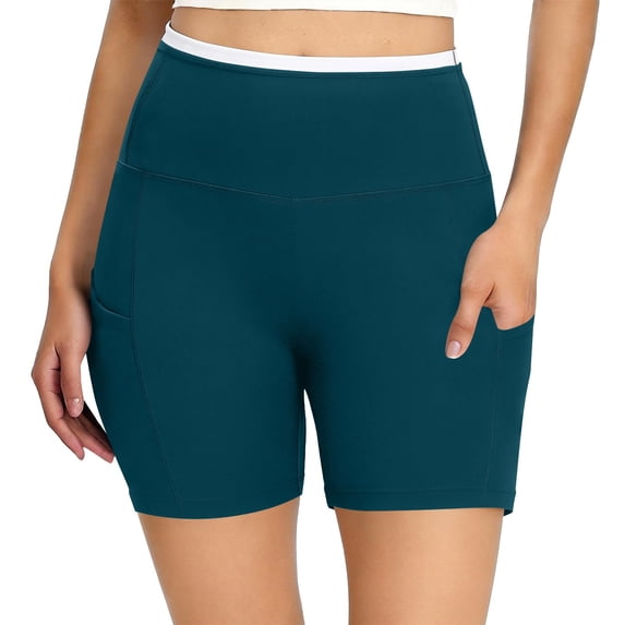 BUIGTTKLOP Biker Shorts Women with Pockets High Waisted Workout Belly Control Gym Running Yoga Shorts