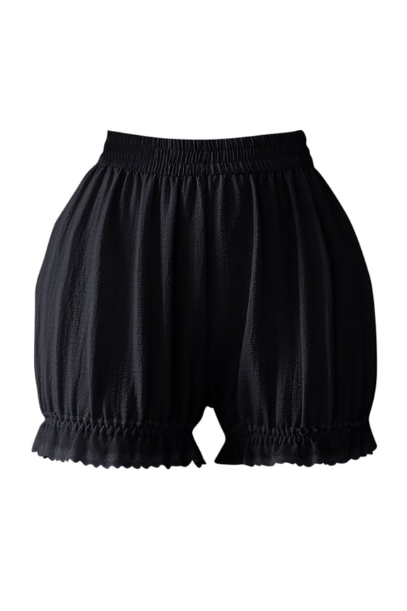 Bloomers for Women Lace Trim Plus Size Pajamas Shorts Loose Ruffle Pull on Lounge Shorts