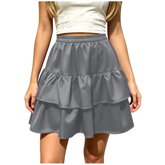 BUIGTTKLOP Boho Mini Skirts for Women Casual Flowy Layered Skorts Skirts Loose Pleated Ruffles Summer Skirt