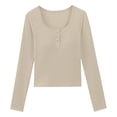thumbnail image 1 of BUIGTTKLOP Built in Bra Tops for Women Long Sleeve Shirts Button up Tights Tees Stretchy Slim Fitted Basic Tees, 1 of 6
