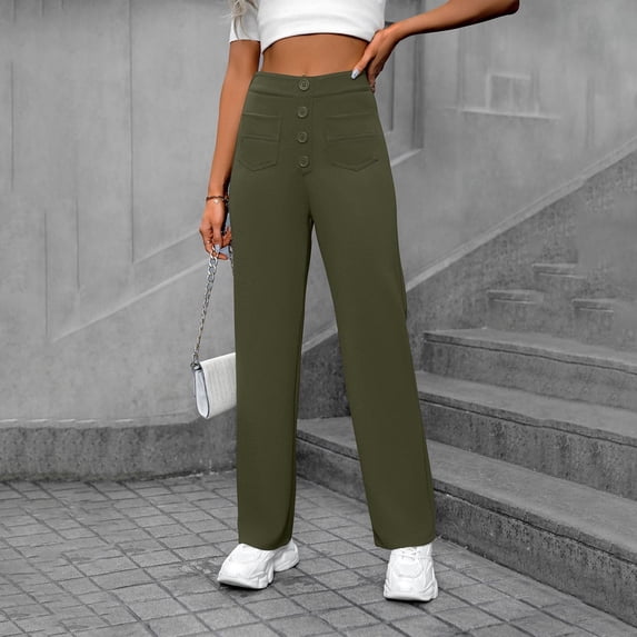 BUIGTTKLOP Business Causal Pants for Women High Waisted Dress Pants Straight Wide Leg Office Work Slacks