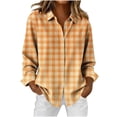thumbnail image 1 of BUIGTTKLOP Button down Plaid Shirts for Women Long Sleeve Work Tops Collared Buisness Casual Blouse Top, 1 of 5