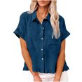 thumbnail image 1 of BUIGTTKLOP Button down Shirts for Women Short Sleeve Shirts Ruffle Hem Collared Summer Beach Tops, 1 of 6
