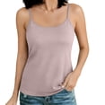 thumbnail image 1 of BUIGTTKLOP Camisole Tops for Women with Built-In Bra Adjustable Straps Cami Scoop Neck Side Ruched Layering Tanks, 1 of 7