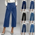 thumbnail image 1 of BUIGTTKLOP Capri Jeans for Women High Waisted Denim Capris Wrap Front Dressy Casual Wide Leg Summer Cropped Trousers, 1 of 6