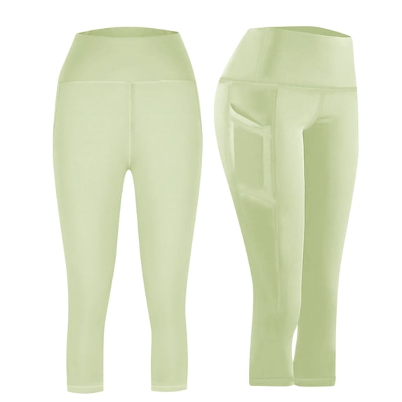 BUIGTTKLOP Capri Leggings for Women High Waisted Yoga Pants with Pockets for Women Belly Control Workout Leggings Yoga Capris