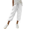 thumbnail image 1 of BUIGTTKLOP Capri Pant for Women Knee Length Cropped Pants Elastic Waist Drawstring Summer Loose Capris, 1 of 6