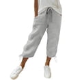 thumbnail image 1 of BUIGTTKLOP Capri Pant for Women Knee Length Cropped Pants Elastic Waist Drawstring Summer Loose Capris, 1 of 6