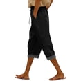 thumbnail image 1 of BUIGTTKLOP Capri Pants for Women Drawstring High Waisted Cropped Lounge Pants Rolled Hem Straight Wide Leg Loose Fitted Summer Capris, 1 of 5