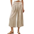 thumbnail image 1 of BUIGTTKLOP Capri Pants for Women Striped High Waisted Lounge Pants Striped Wide Leg Summer Cropped Trousers, 1 of 5