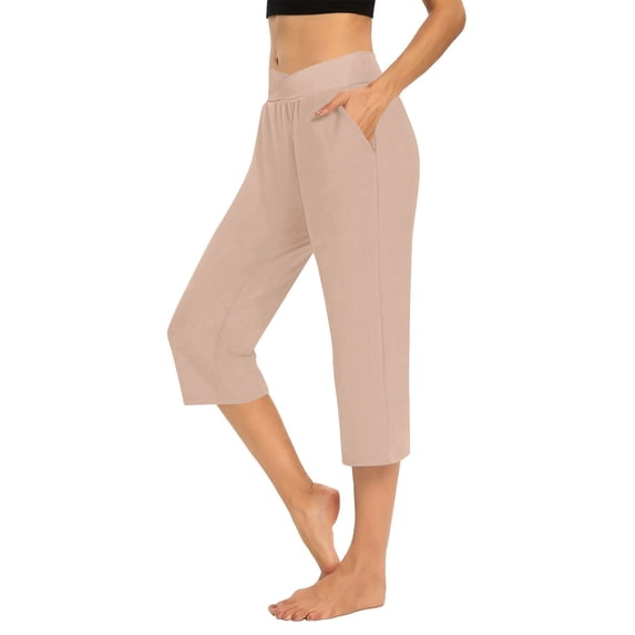 BUIGTTKLOP Capri Pants for Women Summer Business Casual Pull on Womens Capris with Pockets