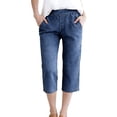 thumbnail image 1 of BUIGTTKLOP Capris Jeans for Women High Waisted Pull on Straight Leg Stretchy Denim Capri Pants with Pockets, 1 of 6