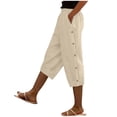 thumbnail image 1 of BUIGTTKLOP Capris for Women High Waisted Cropped Lounge Pants Side Button Summer Beach Capri Pants with Pockets, 1 of 6