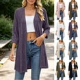 thumbnail image 1 of BUIGTTKLOP Cardigan Sweaters for Women Lighweight 3/4 Sleeve Open Front Mid Long Cardigan Ribbed Knit Casual Loose Outwear Jackets, 1 of 8