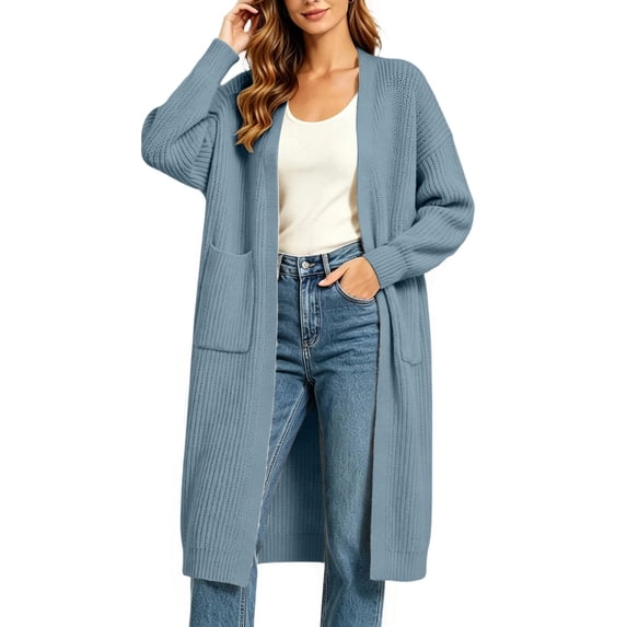 BUIGTTKLOP Cardigan Sweaters for Women Oversized Open Front Long Sleeve Lightweight Coat Sweater with Pockets