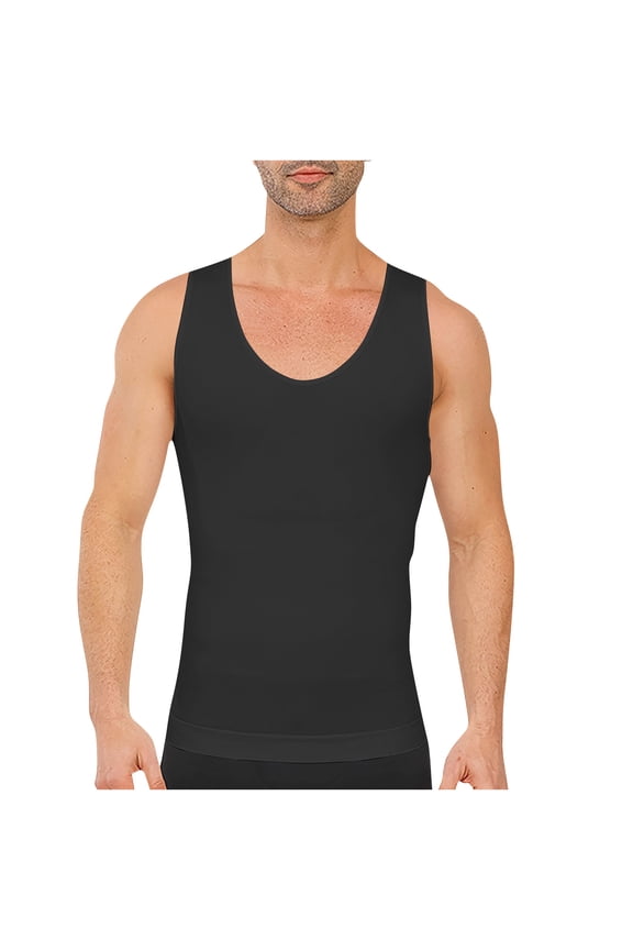 Compression Tank Tops for Mens Shirt Slim Fitted Workout Vest Tight Belly Control Undershirts