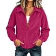 thumbnail image 1 of BUIGTTKLOP Corduroy Jackets for Women Full Zip up Long Sleeve Shirts Collared Casual Jackets Winter Clothes, 1 of 8