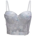 thumbnail image 1 of BUIGTTKLOP Corset Top for Women with Built in Bra Tank Tops Sleeveless Embroidered Spaghetti Strap Mesh Push up Bustier Bralettes, 1 of 6