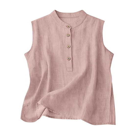 BUIGTTKLOP Coton Linen Tank Tops for Women Sleeveless Top Button up ...