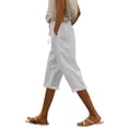 thumbnail image 1 of BUIGTTKLOP Cotton Linen Capri Pants for Women Drawstring High Waisted Capris Loose Fitted Cropped Lounge Pants, 1 of 6