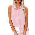 thumbnail image 1 of BUIGTTKLOP Cotton Linen Tank Tops for Women Button down Sleeveless Shirts Collared Summer Blouses with Pockets, 1 of 6