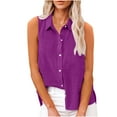 thumbnail image 1 of BUIGTTKLOP Cotton Linen Tank Tops for Women Button down Sleeveless Shirts Collared Summer Blouses with Pockets, 1 of 6