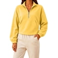 thumbnail image 1 of BUIGTTKLOP Cropped Sweatshirts for Women Lightfleece Lined Half Zip Collared Pullover Tops Loose Fit Comfy Top Fall Fashion Outfits Clothes, 1 of 8