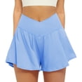 thumbnail image 1 of BUIGTTKLOP Crossover Athletic Shorts for Women 2 in 1 Flowy Running Shorts with Pockets Workout Tennis Skorts, 1 of 4