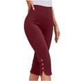 thumbnail image 1 of BUIGTTKLOP Dress Capri Pants for Women High Waisted Work Capris Button Side Stretchy Slim Fitted Summer Cropped Pants, 1 of 6