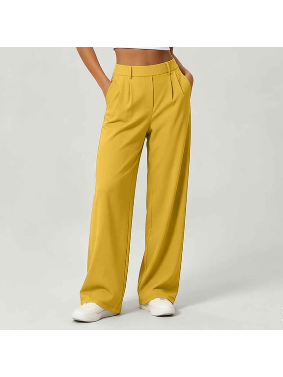 Dress Pants for Women High Waisted Pleated Work Slacks Straight Wide Leg Business Casual Trousers