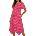 thumbnail image 1 of BUIGTTKLOP Dresses for Summer Short Sleeve Midi Sundress Dotted Print Loose Flowy Beach Dress with Pockets, 1 of 6