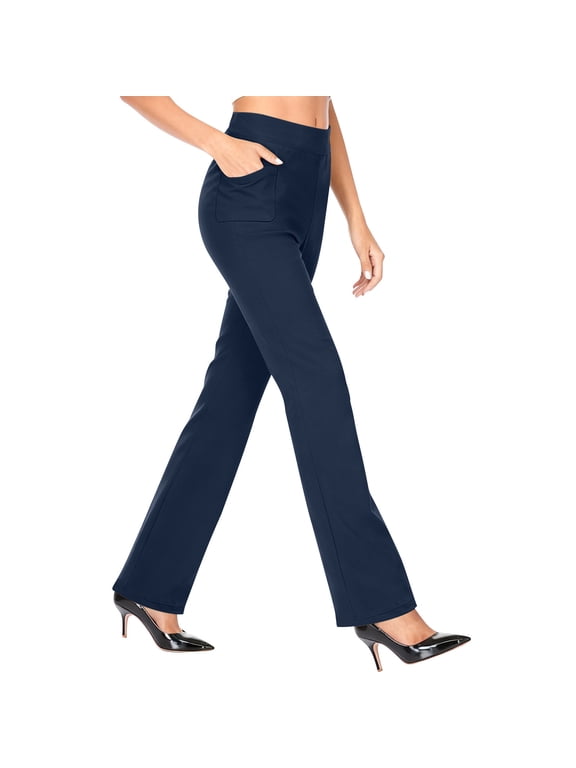 Fleece Lined Pants for Women High Waisted Dress Pants Straight Leg Winter Thermal Warm Business Casual Slacks