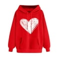 thumbnail image 1 of BUIGTTKLOP Hoodies for Women Fall Long Sleeve Shirts Heart Print Hooded Sweatshirts with Pocket Drawstring, 1 of 8