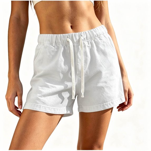 BUIGTTKLOP Jean Shorts Womens Stretchy High Waisted Lightweight Summer Casual Loose Pull on Trendy Drawstring Denim Shorts
