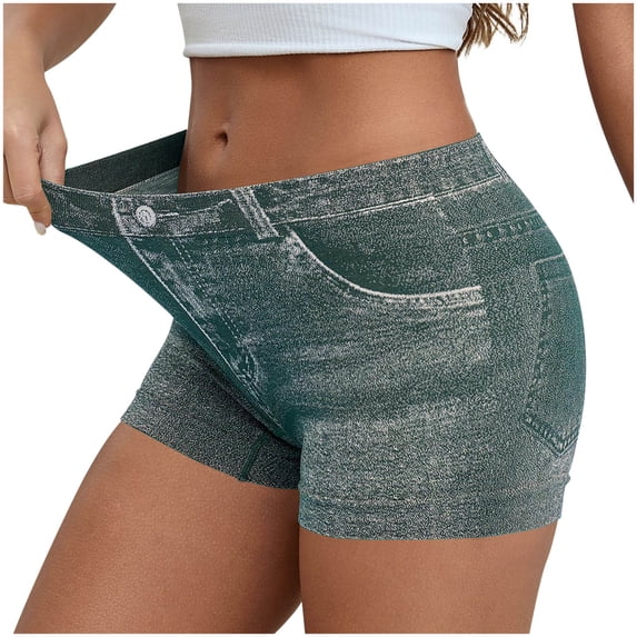 BUIGTTKLOP Jeans Shorts for Women Summer Mid Rise Stretchy Denim Shorts Butt Lifting Slim Ripped Shorts